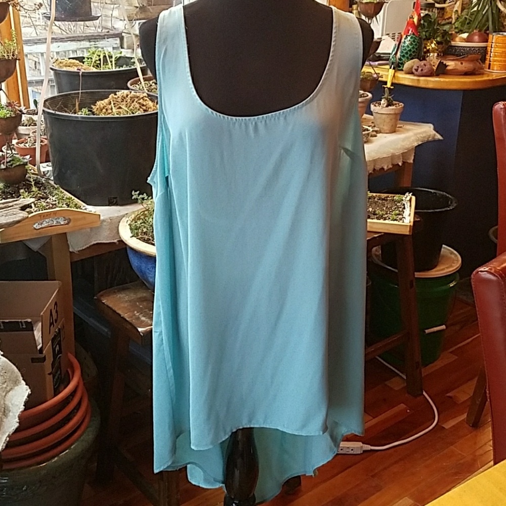 Blue Torrid high low chiffon shirt